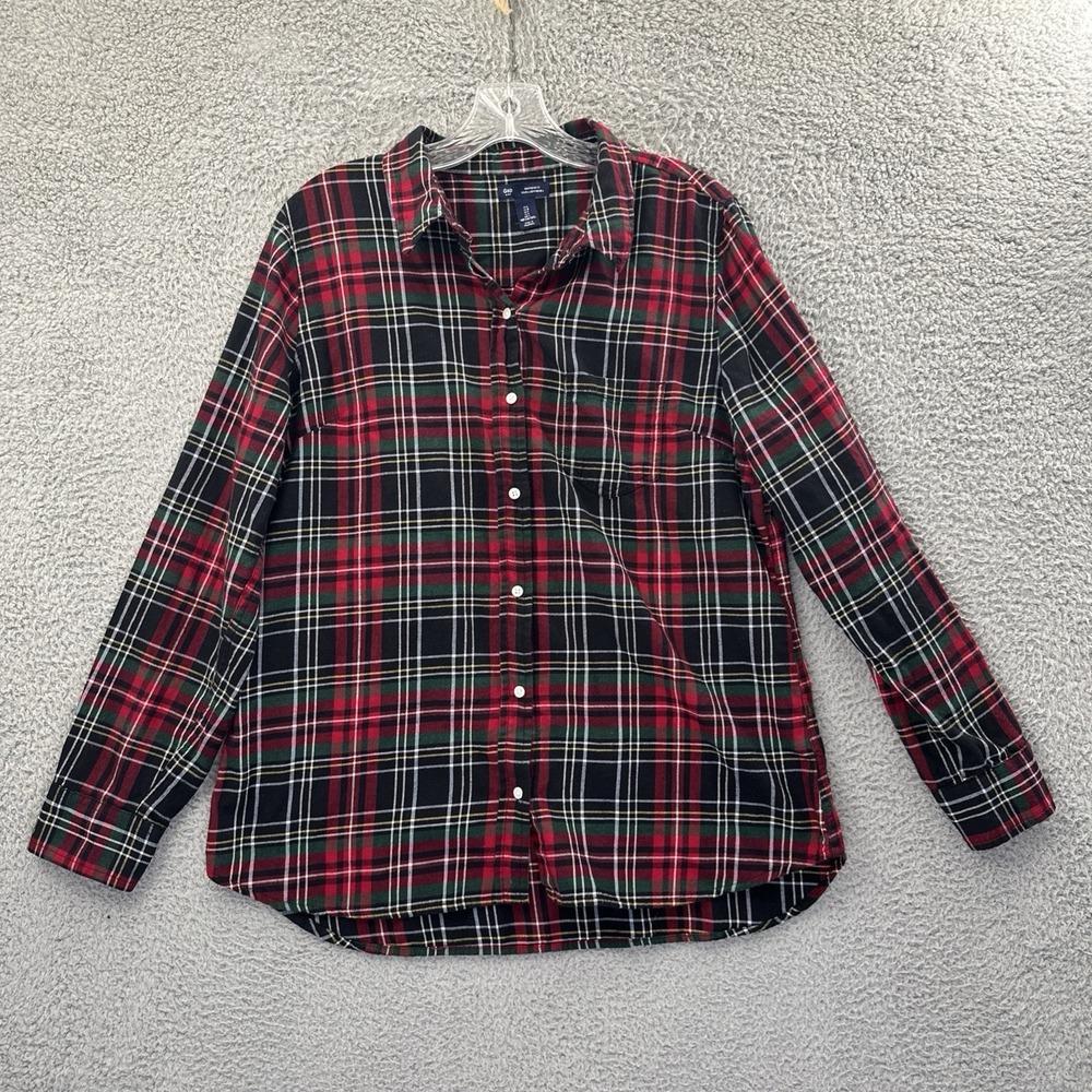 Gap Boyfriend‎ Fit Tartan Plaid Flannel Holiday Christmas Preppy Women's Large